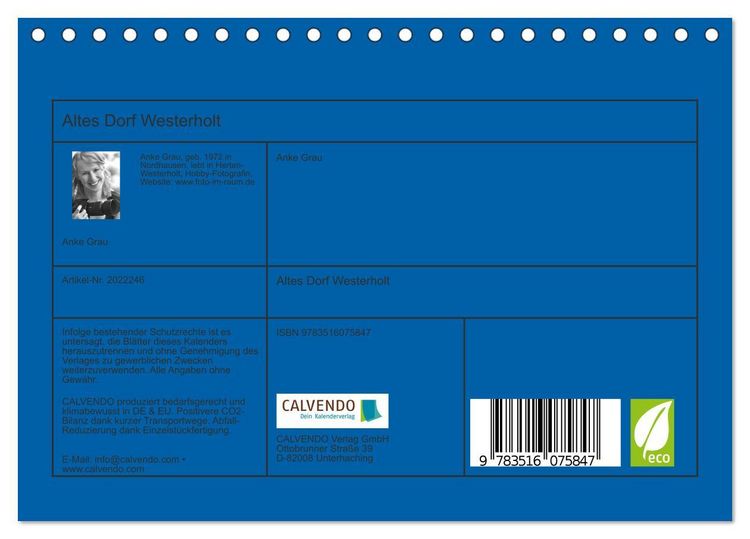 Produktbild: Altes Dorf Westerholt (Tischkalender 2026 DIN A5 quer), CALVENDO Monatskalender