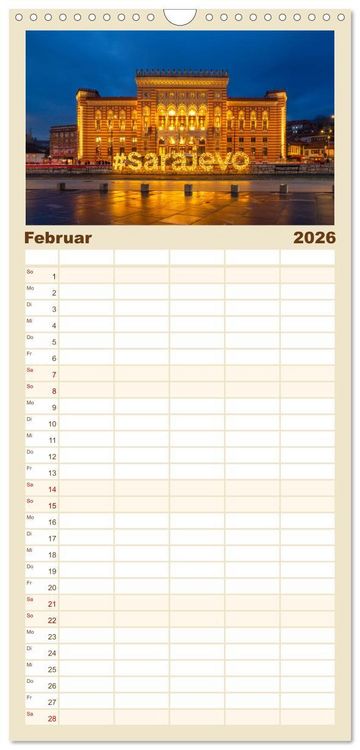 Produktbild: Familienplaner 2026 - Sarajevo - Vielf&auml;ltige Hauptstadt von Bosnien und Herzegowina mit 5 Spalten (Wandkalender, 21 x 45 cm) CALVENDO