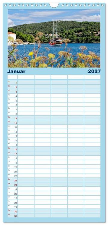 Produktbild: Familienplaner 2027 - Dalmatien - Stille Orte mit 5 Spalten (Wandkalender, 21 x 45 cm) CALVENDO