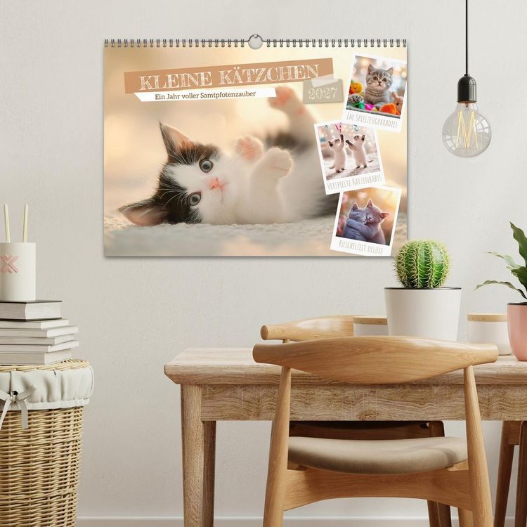 Produktbild: Kleine K&auml;tzchen - Ein Jahr voller Samtpfotenzauber (Wandkalender 2027 DIN A3 quer), CALVENDO Monatskalender
