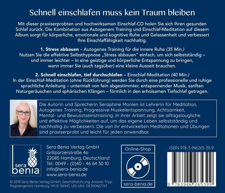 Produktbild: Schnell einschlafen, tief durchschlafen &ndash; Einschlafmeditation CD {inkl. Autogenes Training zum Stress Abbauen} gegen Schlafst&ouml;rung