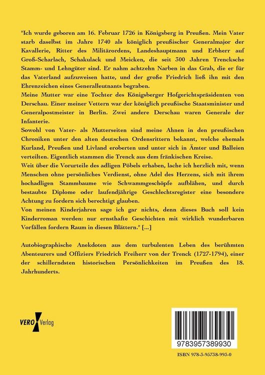 Produktbild: Des Freiherrn von der Trenck seltsame Lebensgeschichte