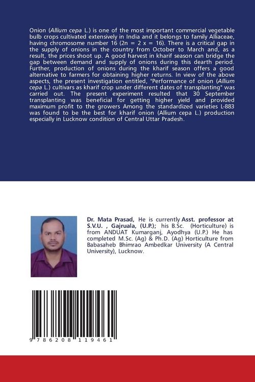 Produktbild: Performance of onion (Allium cepa L.) cultivars as kharif crop