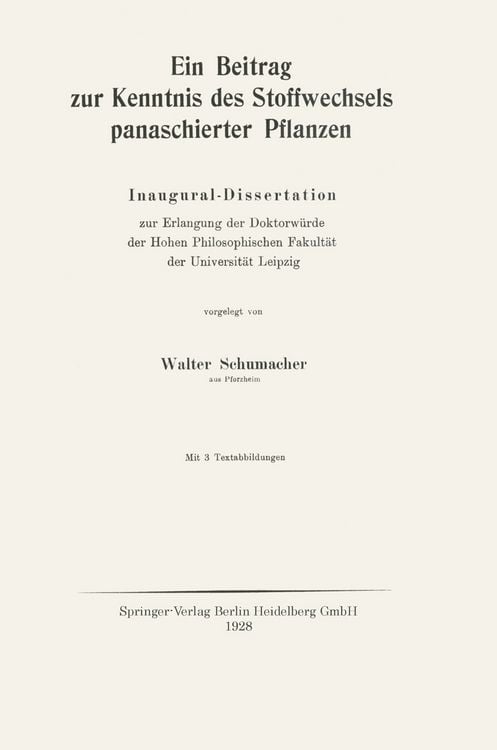 Produktbild: Ein Beitrag zur Kenntnis des Stoffwechsels panaschierter Pflanzen