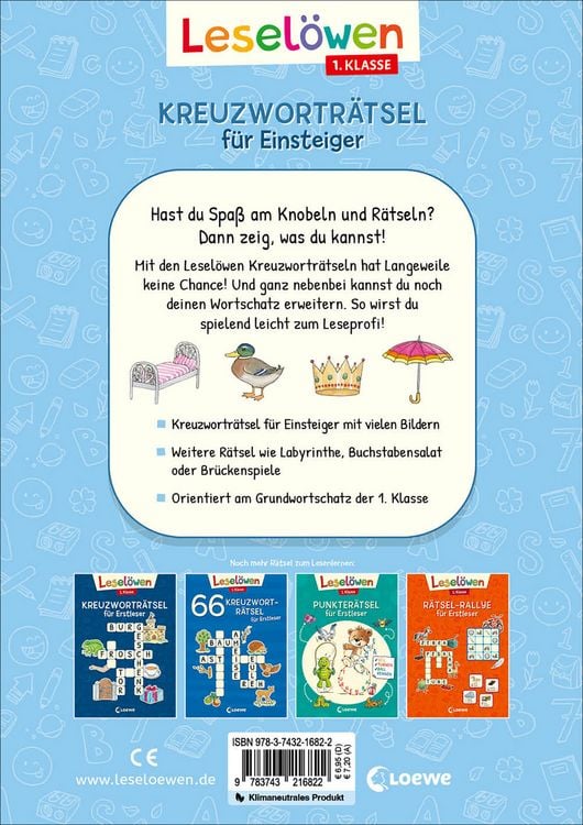 Produktbild: Lesel&ouml;wen Kreuzwortr&auml;tsel f&uuml;r Einsteiger - 1. Klasse (Himmelblau)