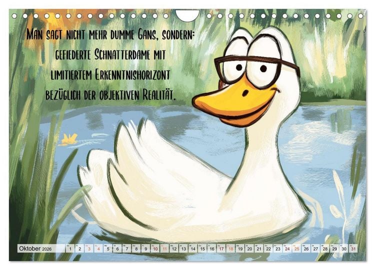 Produktbild: Gans coole Spr&uuml;che (Wandkalender 2026 DIN A4 quer), CALVENDO Monatskalender