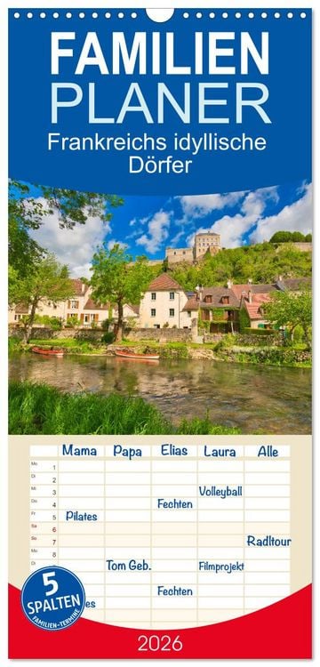 Produktbild: Familienplaner 2026 - Frankreichs idyllische D&ouml;rfer mit 5 Spalten (Wandkalender, 21 x 45 cm) CALVENDO