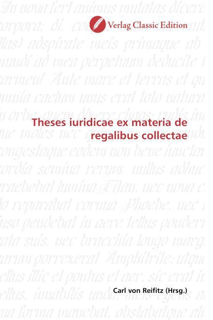 Produktbild: Theses iuridicae ex materia de regalibus collectae