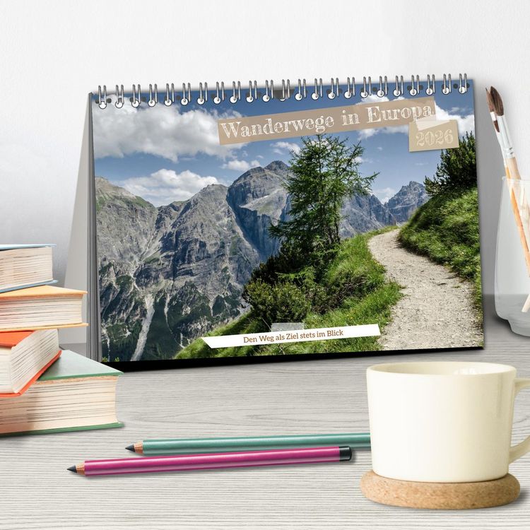Produktbild: Wanderwege in Europa (Tischkalender 2026 DIN A5 quer), CALVENDO Monatskalender