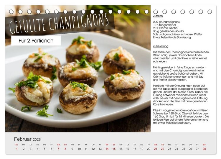 Produktbild: Vegetarisch - leicht und lecker (Tischkalender 2026 DIN A5 quer), CALVENDO Monatskalender