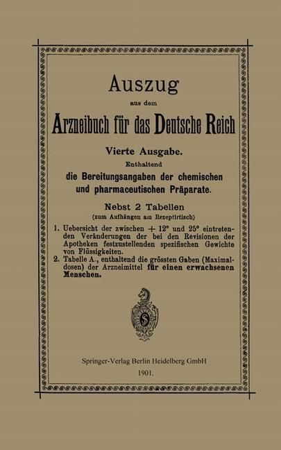 Produktbild: Auszug aus dem Arzneibuch f&uuml;r das Deutsche Reich