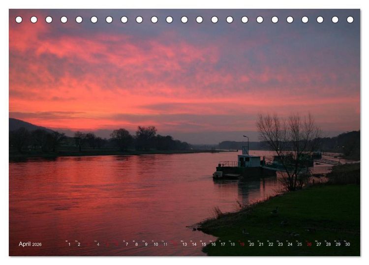 Produktbild: Die Elbe in Dresden-Laubegast (Tischkalender 2026 DIN A5 quer), CALVENDO Monatskalender