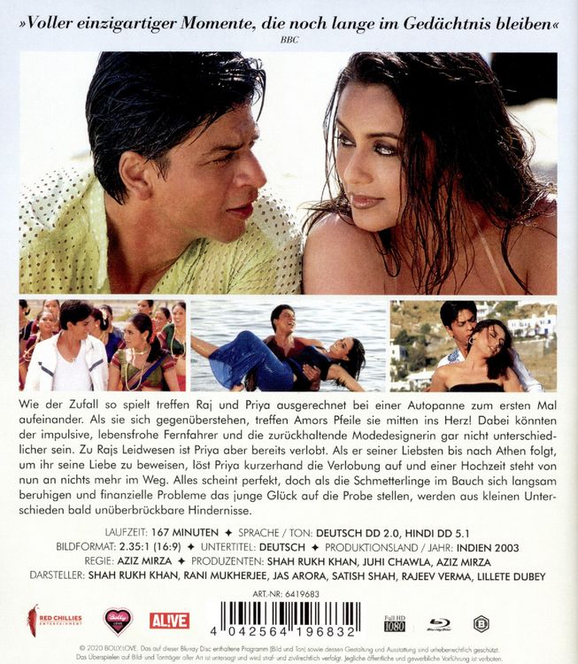 Produktbild: Wohin das Schicksal uns f&uuml;hrt - Chalte Chalte (Shah Rukh Khan Classics)