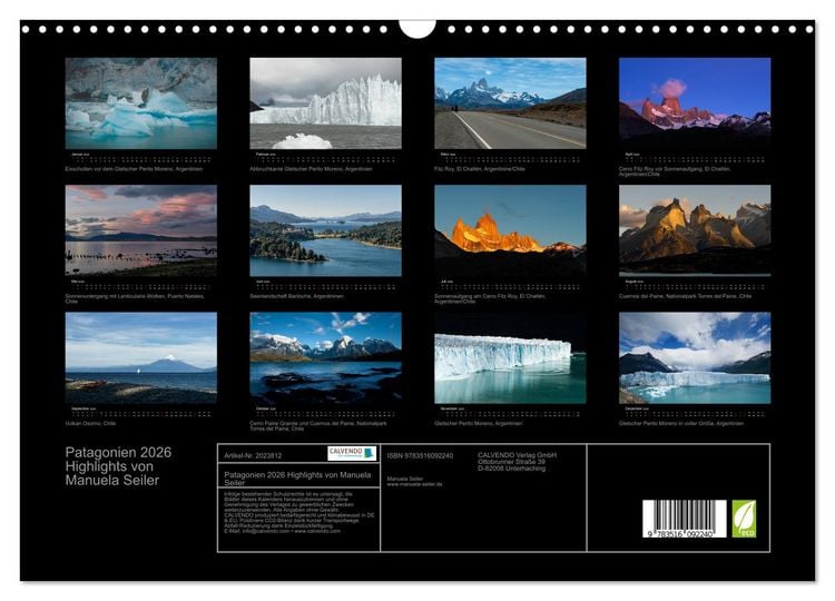 Produktbild: Patagonien 2026 Highlights von Manuela Seiler (Wandkalender 2026 DIN A3 quer), CALVENDO Monatskalender