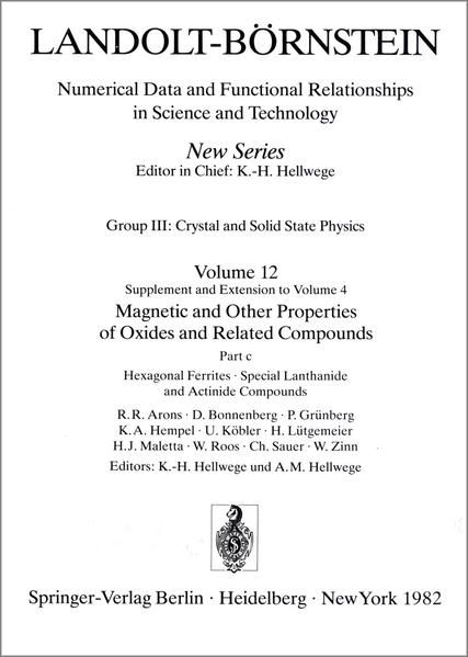 Produktbild: Hexagonal Ferrites, Special Lanthanide and Actinide Compounds / Hexagonale Ferrite, spezielle Lanthaniden- und Actinidenverbindungen