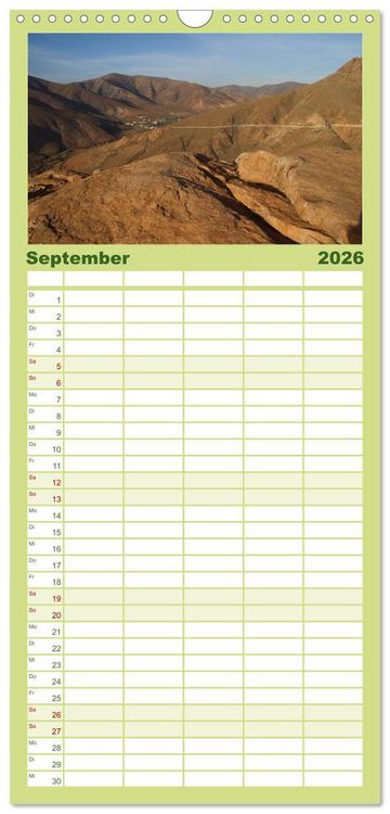 Produktbild: Familienplaner 2026 - Fuerteventura, Insel der Stille mit 5 Spalten (Wandkalender, 21 x 45 cm) CALVENDO