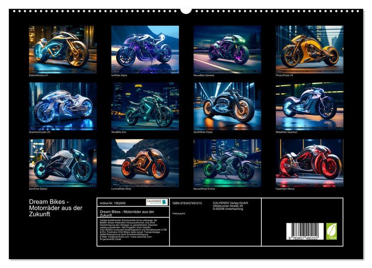 Produktbild: Dream Bikes - Motorr&auml;der aus der Zukunft (hochwertiger Premium Wandkalender 2026 DIN A2 quer), Kunstdruck in Hochglanz