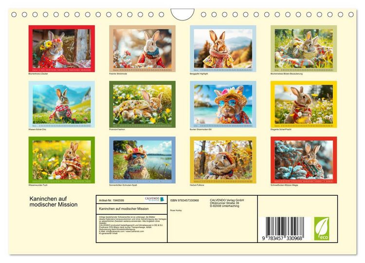 Produktbild: Kaninchen auf modischer Mission (Wandkalender 2026 DIN A4 quer), CALVENDO Monatskalender