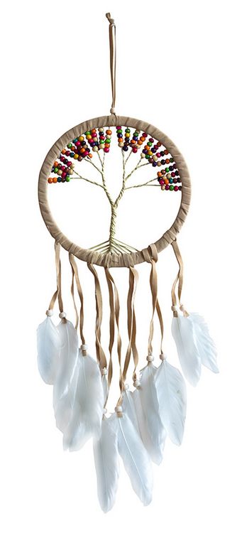 Produktbild: Traumf&auml;nger "Tree of Life" Leder mit farbigen Holzperlen