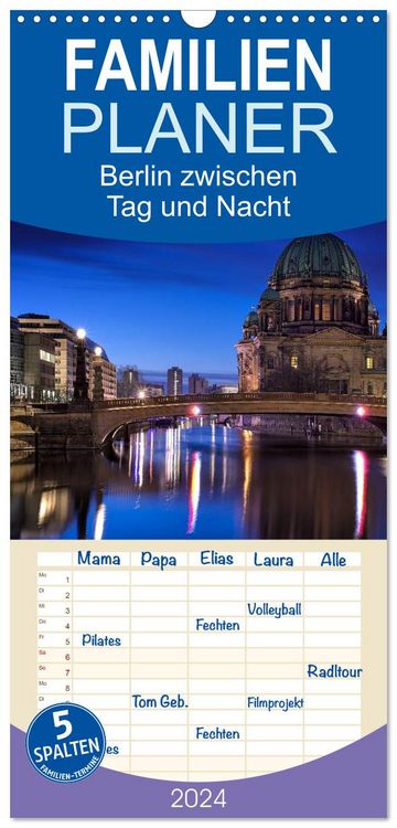 Produktbild: Familienplaner 2026 - Berlin zwischen Tag und Nacht mit 5 Spalten (Wandkalender, 21 x 45 cm) CALVENDO