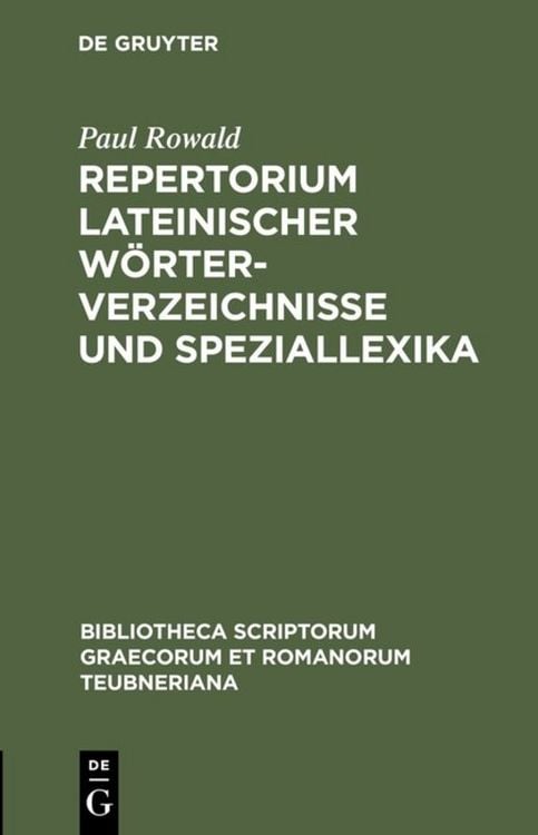 Produktbild: Repertorium lateinischer W&ouml;rterverzeichnisse und Speziallexika