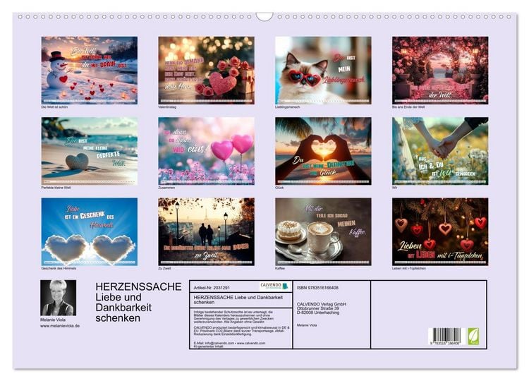 Produktbild: HERZENSSACHE Liebe und Dankbarkeit schenken (Wandkalender 2026 DIN A2 quer), CALVENDO Monatskalender