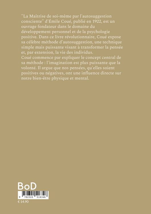 Produktbild: La ma&icirc;trise de soi-m&ecirc;me par l'autosuggestion consciente
