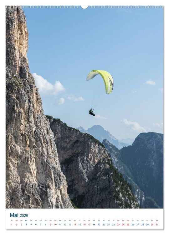 Produktbild: Paragliding - von gr&uuml;nen Wiesen zu schroffen Gletschen (Wandkalender 2026 DIN A2 hoch), CALVENDO Monatskalender