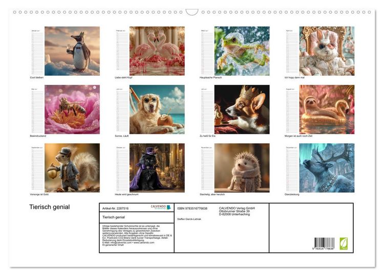Produktbild: Tierisch genial (Wandkalender 2027 DIN A2 quer), CALVENDO Monatskalender