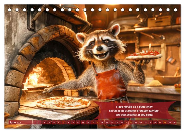 Produktbild: Funny charming animals as pizza chef (Desk Calendar 2026 DIN A5 landscape), CALVENDO 12 Month DeskCalendar