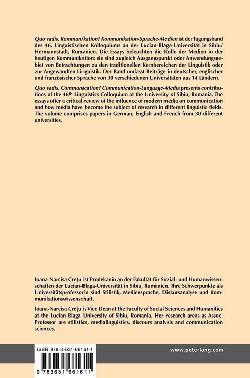 Produktbild: &laquo;Quo vadis, Kommunikation?&raquo; Kommunikation &ndash; Sprache &ndash; Medien / &laquo;Quo vadis, Communication?&raquo; Communication &ndash; Language &ndash; Media