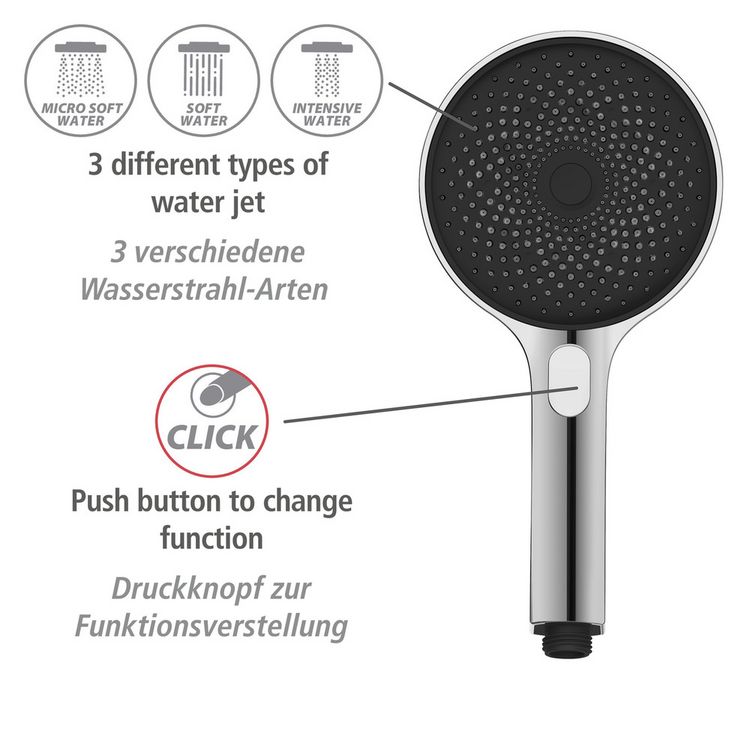 Produktbild: Duschsystem Mod. Softwater Chrom, einfacher Anschluss an bestehende Armatur oder Wandanschlussbogen