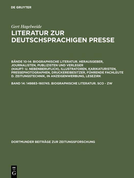 Produktbild: 149883-160745. Biographische Literatur. Sco - Zw