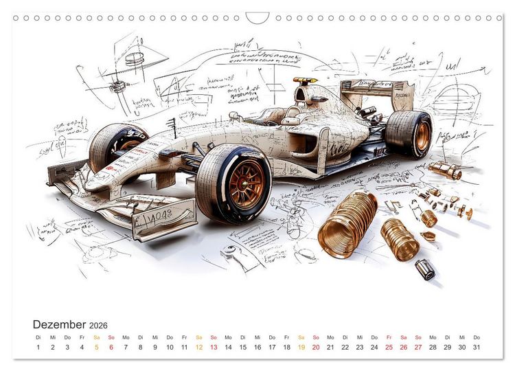 Produktbild: Rennwagen - Design Studien (Wandkalender 2026 DIN A3 quer), CALVENDO Monatskalender