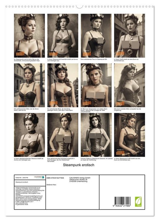 Produktbild: Steampunk erotisch (hochwertiger Premium Wandkalender 2026 DIN A2 hoch), Kunstdruck in Hochglanz