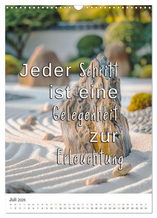 Produktbild: Zen Garten - Wo Natur und Geist in Einklang sind (Wandkalender 2026 DIN A3 hoch), CALVENDO Monatskalender