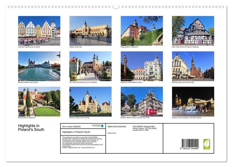 Produktbild: Highlights in Poland's South (High Quality Premium Wall Calendar 2026 DIN A2 landscape),CALVENDO 12 Month Wall Calendar