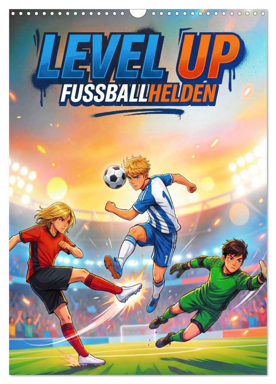 Produktbild: Level Up &ndash; Fu&szlig;ballhelden (Wandkalender 2027 DIN A3 hoch), CALVENDO Monatskalender
