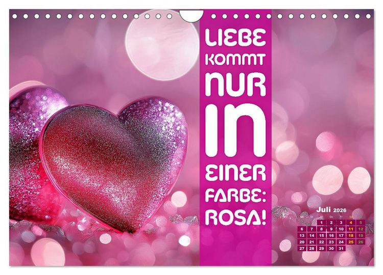Produktbild: Lieblingsfarbe Rosa - mit coolen Spr&uuml;chen (Wandkalender 2026 DIN A4 quer), CALVENDO Monatskalender