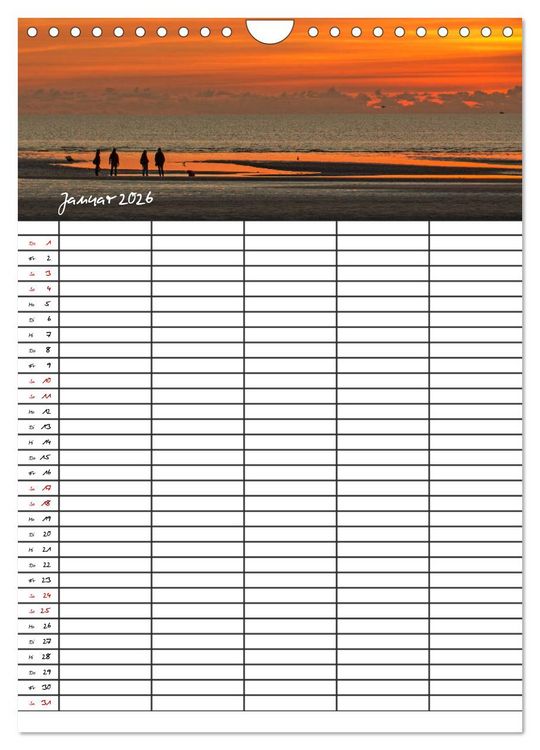 Produktbild: St. Peter Ording Familienplaner (Wandkalender 2026 DIN A4 hoch), CALVENDO Monatskalender