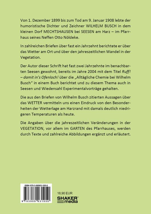 Produktbild: Wilhelm Busch &uuml;ber Wetter und Vegetation in Mechtshausen am Harz