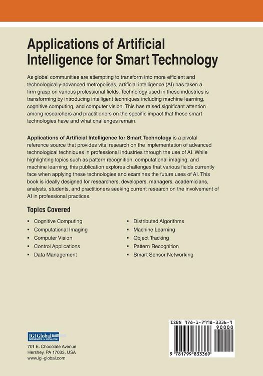 Produktbild: Applications of Artificial Intelligence for Smart Technology