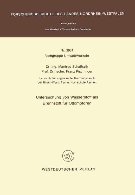 Produktbild: Untersuchung von Wasserstoff als Brennstoff f&uuml;r Ottomotoren