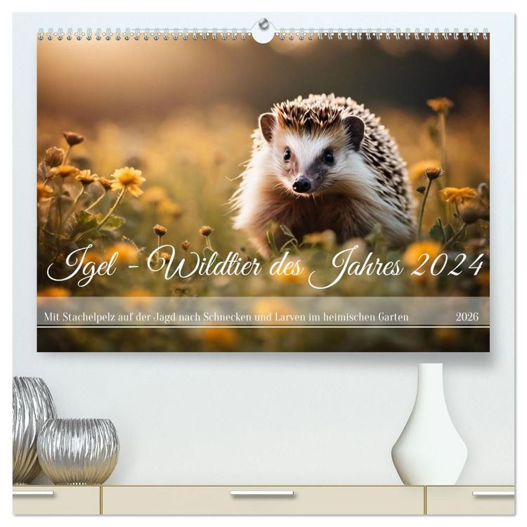 Produktbild: Igel - Wildtier des Jahres 2024 (hochwertiger Premium Wandkalender 2026 DIN A2 quer), Kunstdruck in Hochglanz