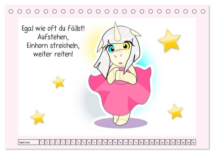 Produktbild: Unicorns. Einhorn-Spr&uuml;che und Weisheiten! (Tischkalender 2026 DIN A5 quer), CALVENDO Monatskalender