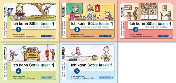 Produktbild: Ich kann S&auml;tze lesen Teil 1 - In Sprechsilben - 90 Bild-Satz-Karten mit Selbstkontrolle