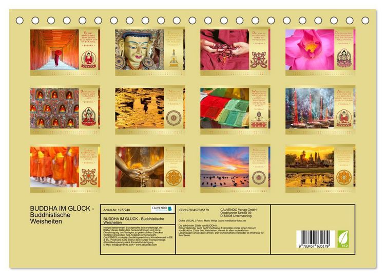 Produktbild: BUDDHA IM GL&Uuml;CK - Buddhistische Weisheiten (Tischkalender 2026 DIN A5 quer), CALVENDO Monatskalender