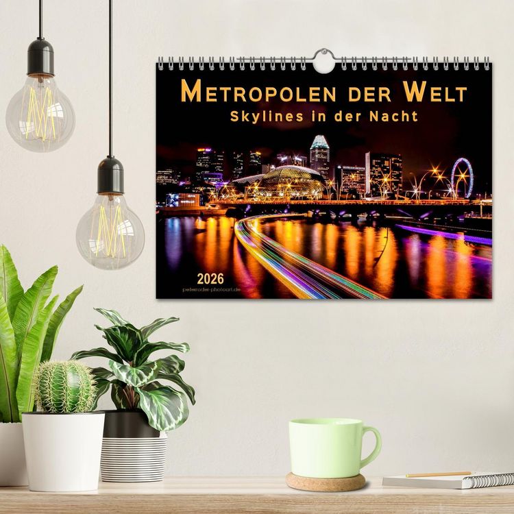 Produktbild: Metropolen der Welt - Skylines in der Nacht (Wandkalender 2026 DIN A4 quer), CALVENDO Monatskalender