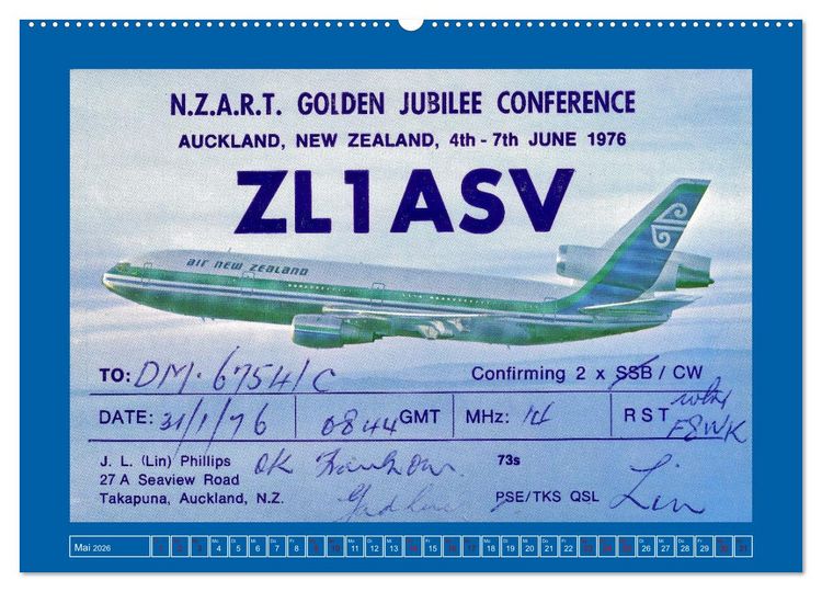 Produktbild: &Uuml;ber den Wolken - Flugzeuge des 20. Jahrhunderts auf Amateurfunkkarten (Wandkalender 2026 DIN A2 quer), CALVENDO Monatskalender