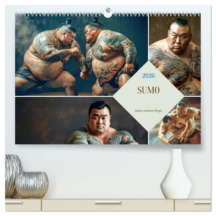 Produktbild: Sumo - Japans schwere Ringer (hochwertiger Premium Wandkalender 2026 DIN A2 quer), Kunstdruck in Hochglanz